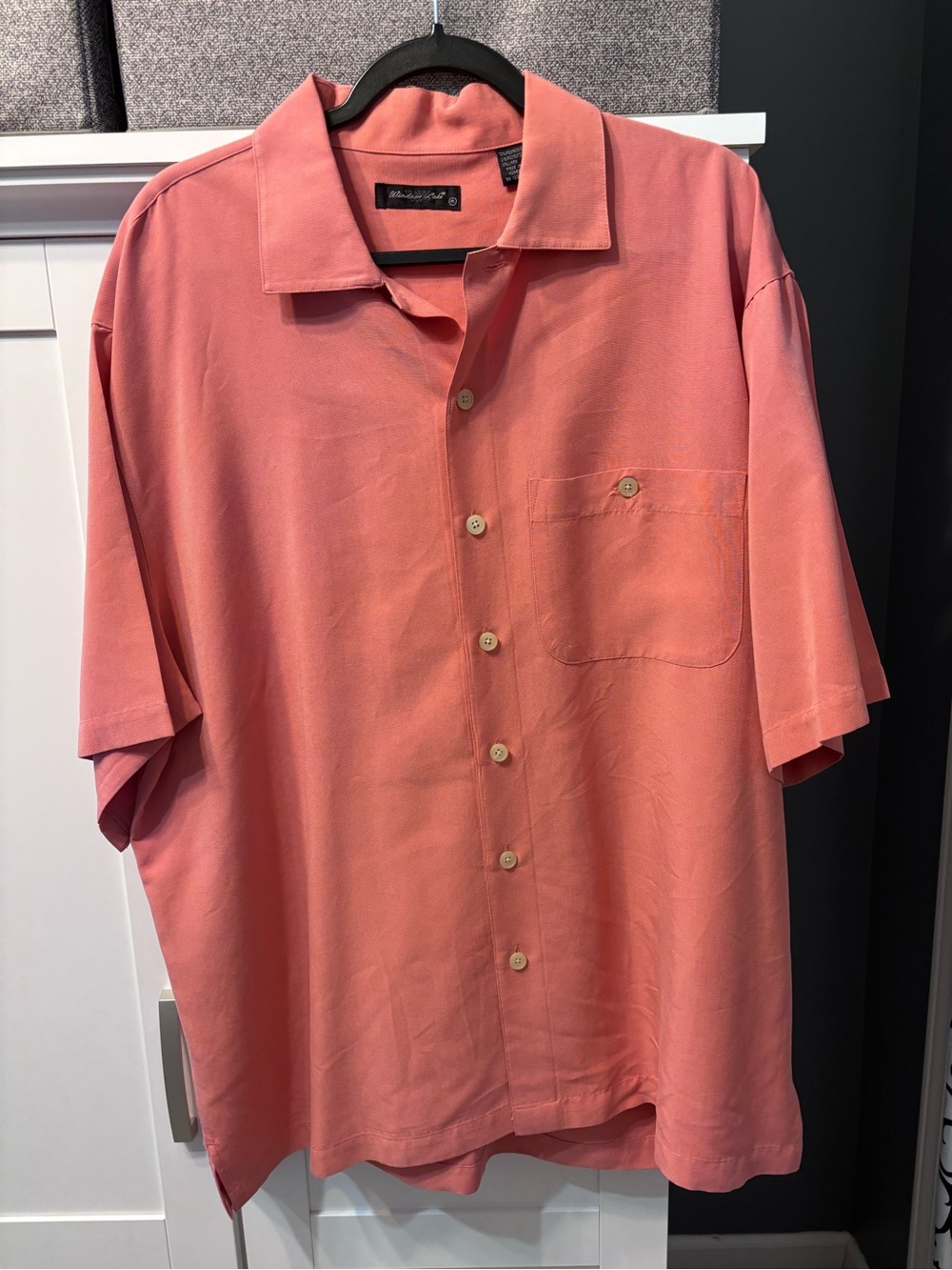 Windsor Lake Men's Coral Short-Sleeve Button-Down Shirt Size XL Like New! Y2K